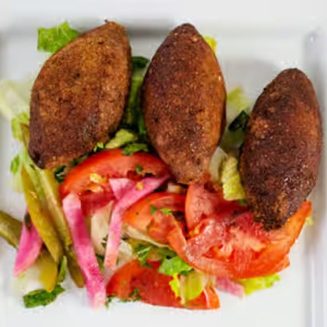 Fried Kibbee with Yogurt.