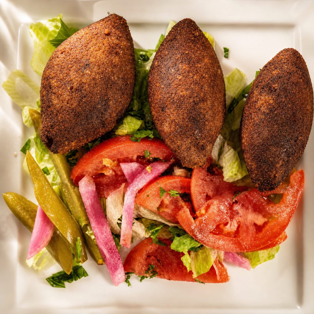 Fried Kibbee with Yogurt.